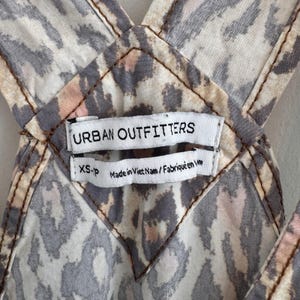 Urban Outfitters Leopard Print Overalls XS Canvas Carpenter Jumpsuit Y2K Street image 8