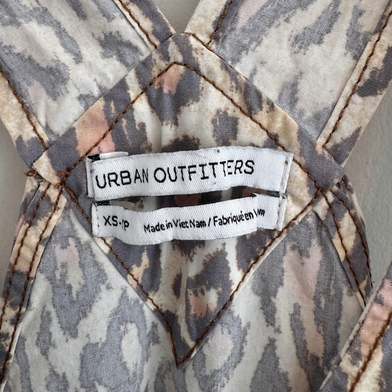 Urban Outfitters Leopard Print Overalls XS Canvas Carpenter Jumpsuit Y2K Street image 8