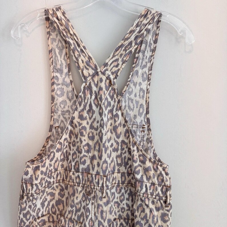 Urban Outfitters Leopard Print Overalls XS Canvas Carpenter Jumpsuit Y2K Street image 9
