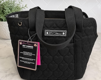 Betsey Johnson Black Quilted Pet Carrier Tote Dog Cat Bag NWT MSRP 98
