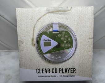 Reproductor de CD portátil Cleartech Clear CD con auriculares, nuevo y sellado.
