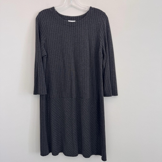grey ponte dress J Jill Medium Gray Knit 3/4 Sleeve Stretch Office Career POCKETS Ladies dresses