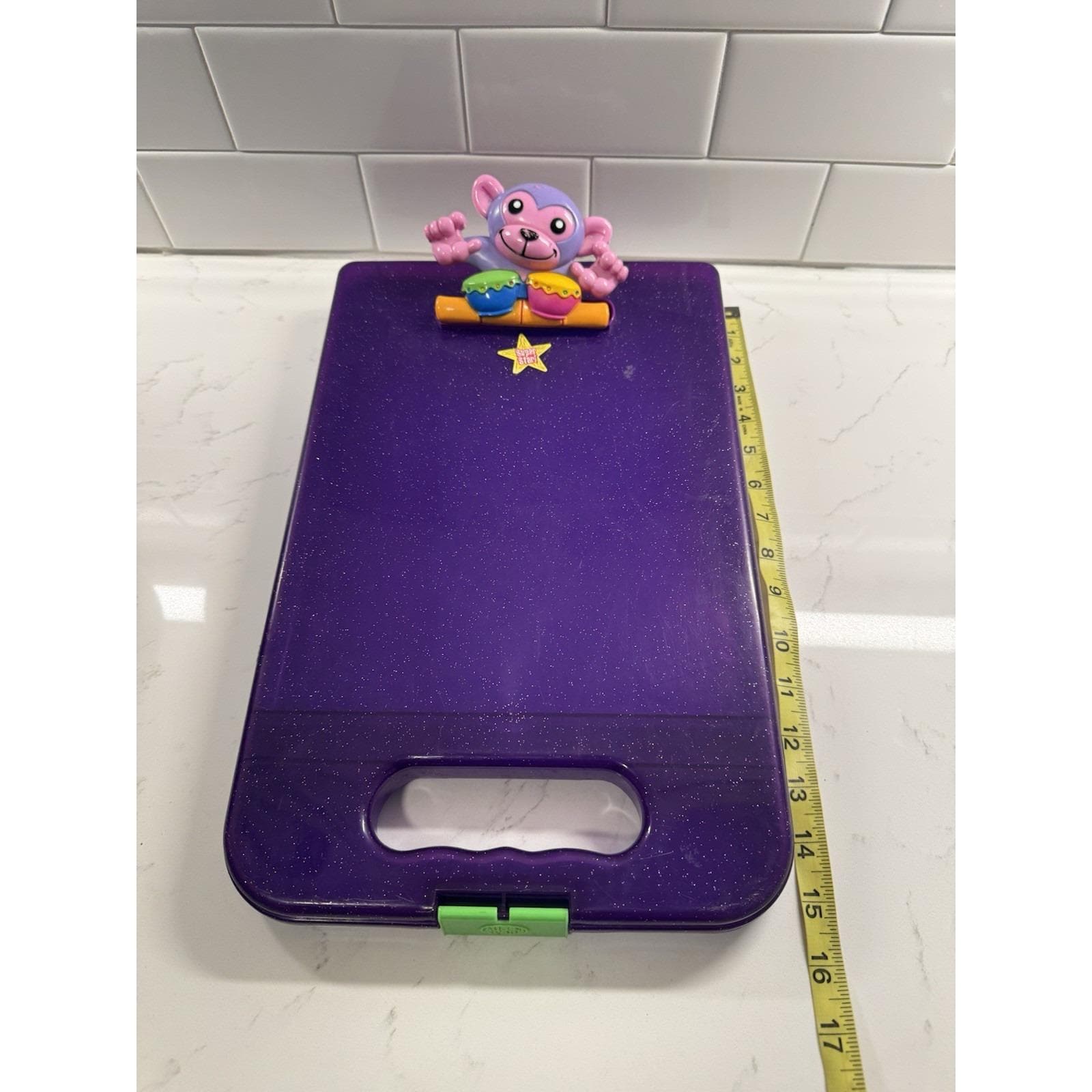 VTG LISA FRANK Funky Monkey Bongo Purple Hard Plastic Clipboard