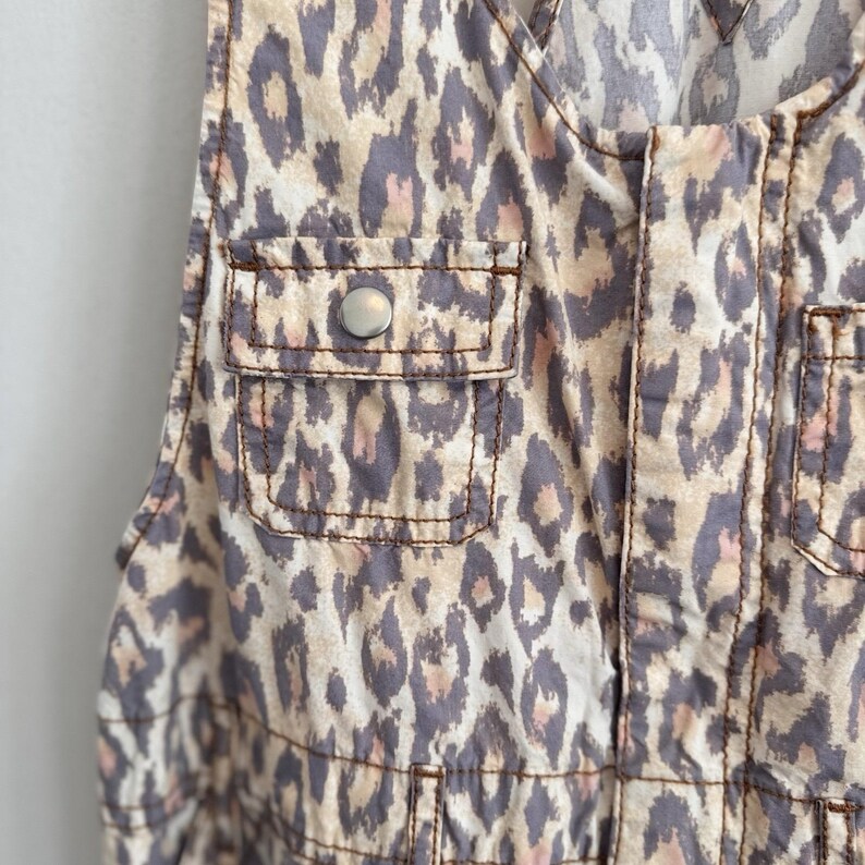 Urban Outfitters Leopard Print Overalls XS Canvas Carpenter Jumpsuit Y2K Street image 7