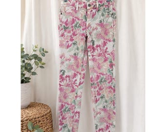 Abercrombie & Fitch Floral Skinny Jeans Womens Size 0 W25 Pink Stretch