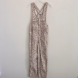 Urban Outfitters Leopard Print Overalls XS Canvas Carpenter Jumpsuit Y2K Street image 2