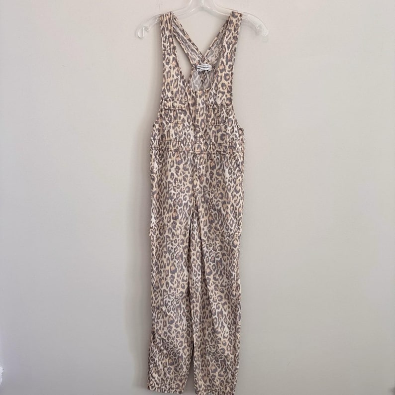 Urban Outfitters Leopard Print Overalls XS Canvas Carpenter Jumpsuit Y2K Street image 2