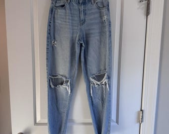 American Eagle Curvy Mom Jeans Damen 4 Regular Distressed Rigid Denim