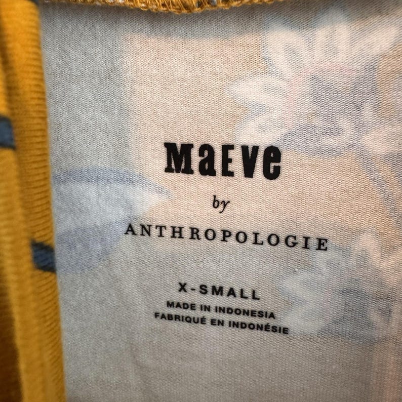 Top Maeve Anthropologie con cuello alto y estampado floral, talla XS, color mostaza, manga larga, nuevo con etiquetas, estilo bohemio. imagen 6