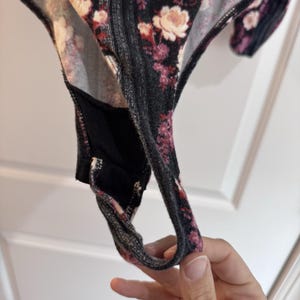 Free People Floral Long Sleeve Bodysuit Cutout Back Pink Purple Size S image 8