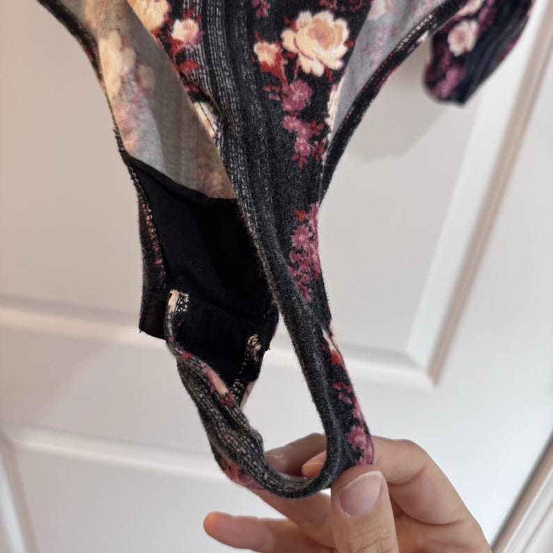 Free People Floral Long Sleeve Bodysuit Cutout Back Pink Purple Size S image 8
