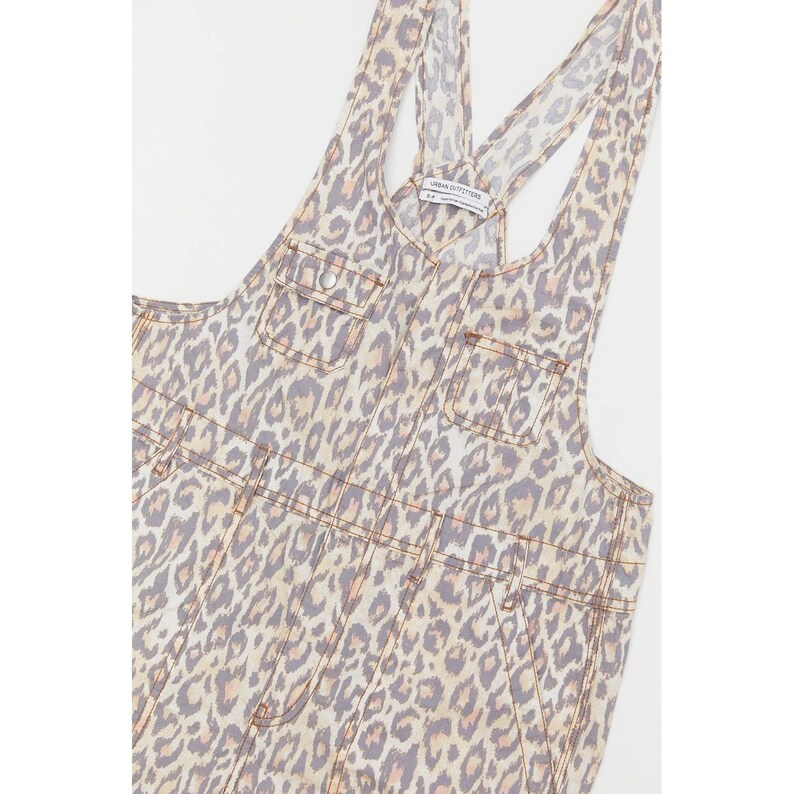 Urban Outfitters Leopard Print Overalls XS Canvas Carpenter Jumpsuit Y2K Street image 14