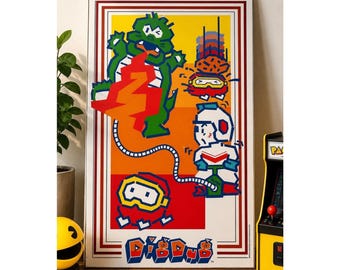 Dig Dug Retro Arcade Canvas Wall Art 13x19 Namco Game Room Decor