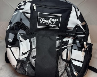 New Rawlings Bag Baseball Softball Backpack Black White