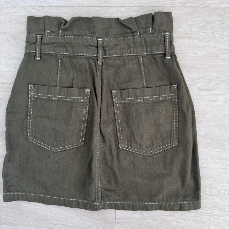 Free People Rock Damen 4 Oliv Grün Paperbag Taille Denim Mini Boho Bild 4