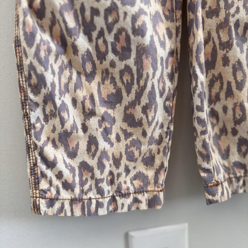 Urban Outfitters Leopard Print Overalls XS Canvas Carpenter Jumpsuit Y2K Street image 6