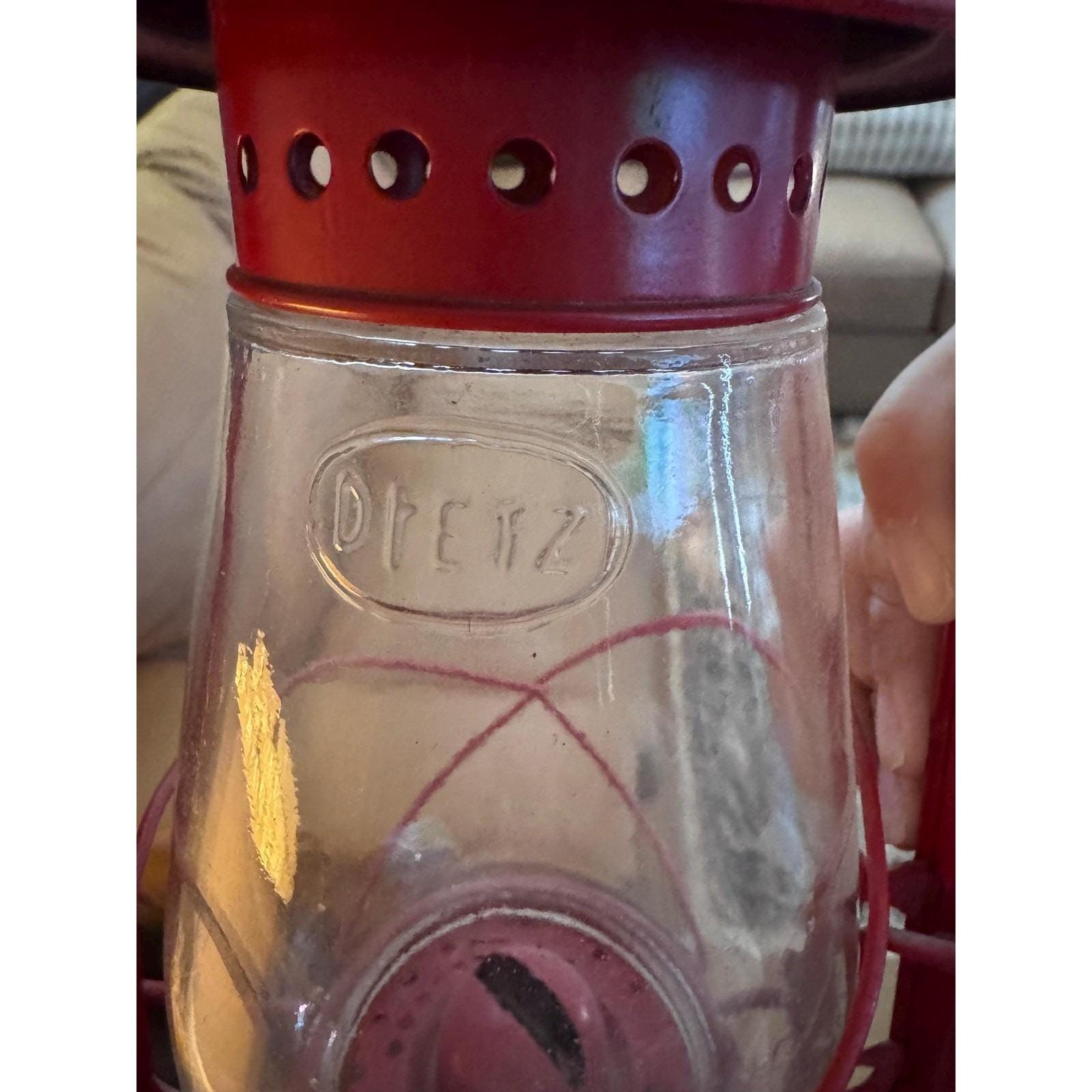 Vintage Dietz Junior No. 20 Red Kerosene Lantern Rustic Condition