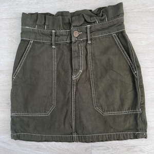 Free People Rock Damen 4 Oliv Grün Paperbag Taille Denim Mini Boho Bild 1