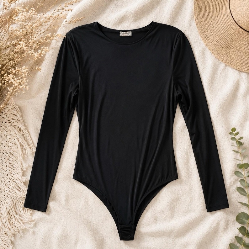 Free People Intimately Black Long Sleeve Bodysuit Women's XS Stretch Basic image 1