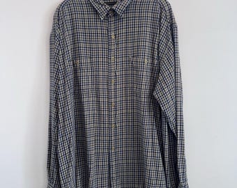 Camisa xadrez de algodão flanelado azul e bege com botões, tamanho XL, da Abercrombie & Fitch.