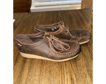 Clarks Damen Wallabee braune lässige Loafer Schuhe - Größe 9