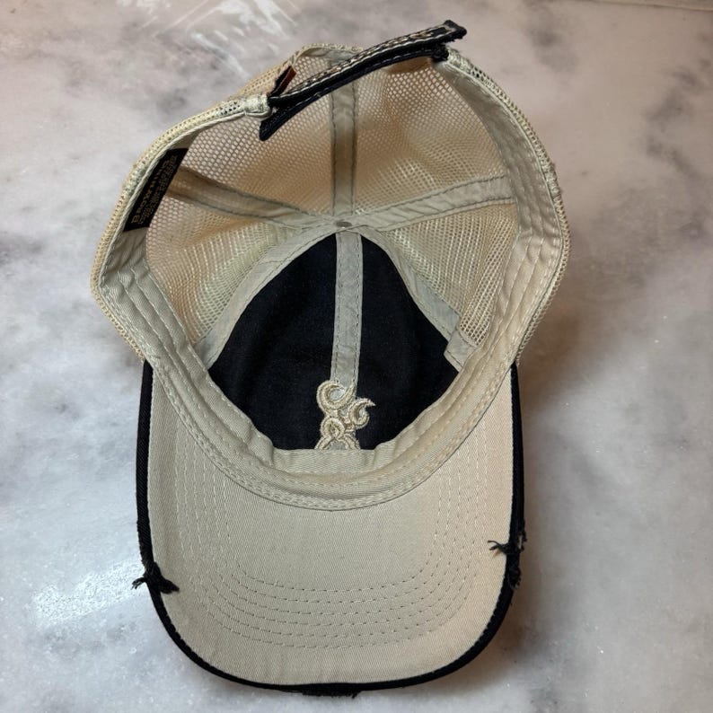 Browning Buckmark Mesh Trucker Hat Cap Black Tan Distressed Hunting OSFM image 4