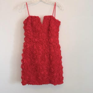 open lace back dress Unique Geometric Sequin and 3D Rose Trumpet Red Prom Gown
