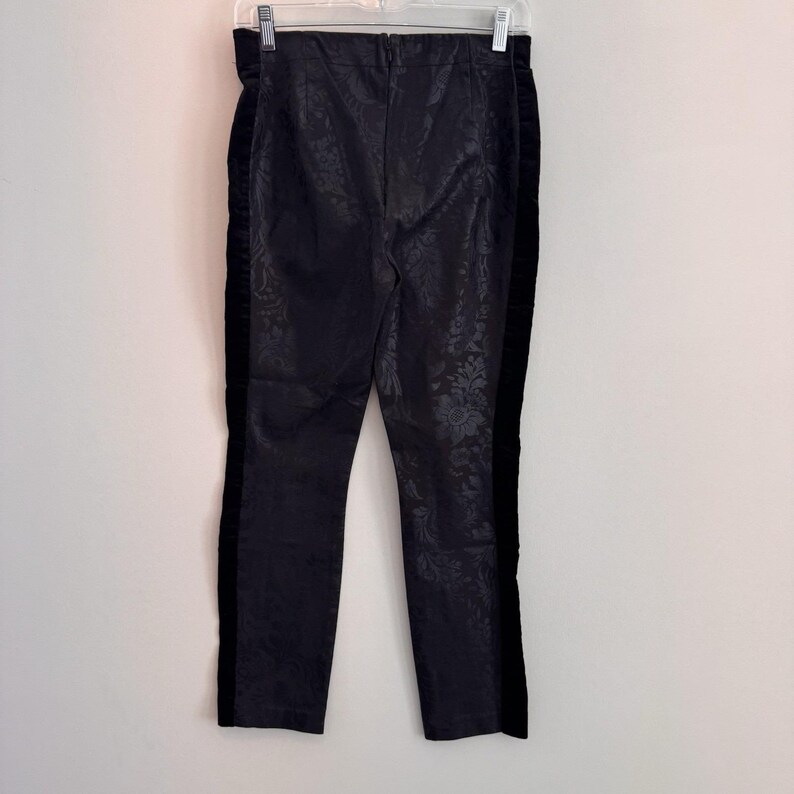 Anthropologie Essential Skinny Pants Womens 4 Black Floral Jacquard Tuxedo image 2
