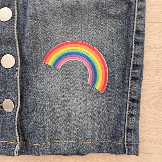 Express Jeans Patch Button Front Denim Skirt 00 Y… - image 3