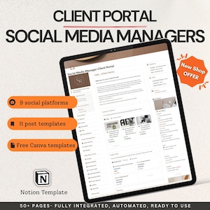 Client Portal for Social Media Manager, Notion Template for Social Media Management,  Client Onboarding Template, Client Management