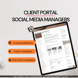 Klientportal för Social Media Manager, Notion-mall för hantering av sociala medier, Mall för klientonboarding, Klienthantering