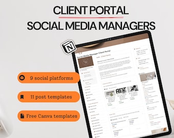 Clientportal voor socialmediamanager, Notion-sjabloon voor socialmediabeheer, klantintroductiesjabloon, klantbeheer
