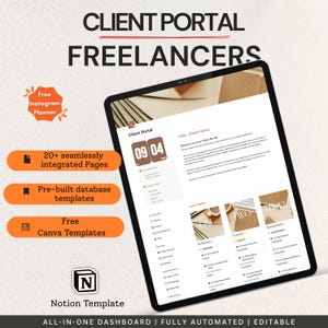 Notion Template Portale clienti freelance, Gestione progetti, Monitoraggio clienti