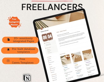 Plantilla de Notion para portal de clientes freelance, gestión de proyectos y seguimiento de clientes.