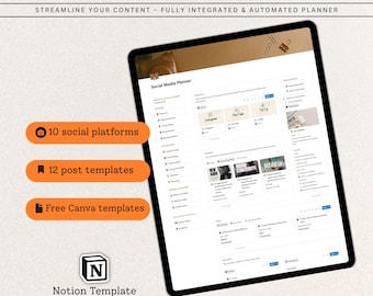 Notion Social Media Planner, Content Calendar (Digital Download)