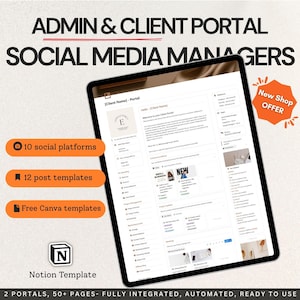 Client Portal for Social Media Managers, Notion Template Social Media Management,  Client Onboarding, Client Management, Content Calendar