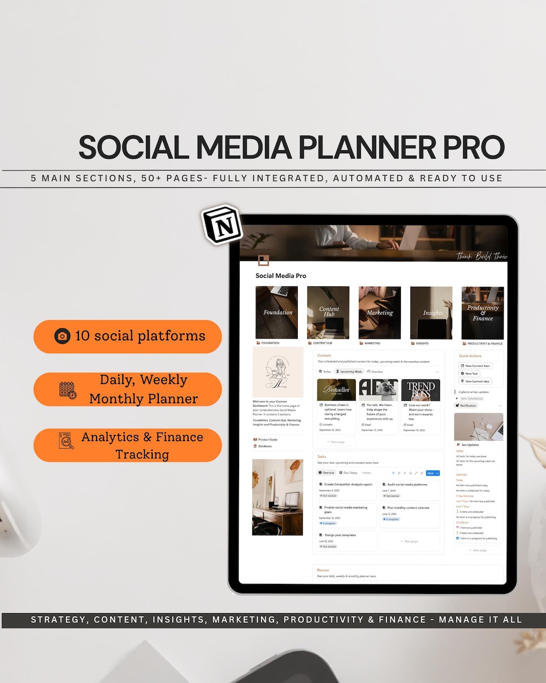 Notion Template Social Media Planner, Content Calendar, Content Planner ...