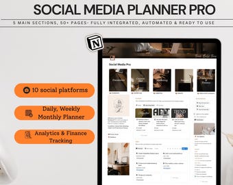 Notion Template Social Media Planner, Content Calendar, Content Planner Social Media Management, Content Creator System