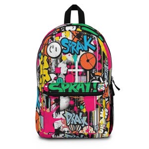 Vibrant Graffiti Backpack, Colorful School Bag, Trendy Travel Backpack, Unique Art Backpack, Youth Stylish Rucksack