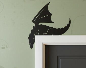 Dragon Door Decor, Dragon Door Topper, Dragon Door Frame Decor, Playful Dragon Entryway Art, Dragon Door Corner Decor, Gift for Dragon Lovers