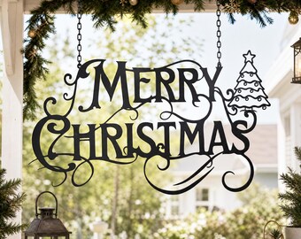 Vrolijk Kerstmis Hangend Metalen Bord, Kerstboom Decoratie voor Binnen, Feestelijke Hangende Kunst voor Thuis, Kerstdecoratie, Kerstcadeau