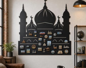 Magnetisch bord met moskeesilhouet, decoratie voor magneetdisplay met reissouvenir, magneethouder met reisthema voor aan de muur, cadeau voor haar