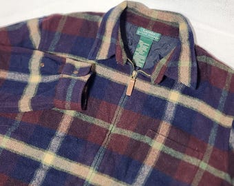vintage 90's Lauren Ralph Lauren Plaid full-zip jacket LAMBSWOOL outdoors XXL