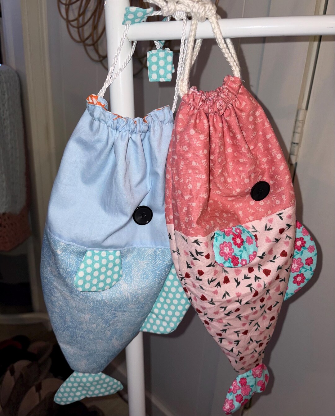 Fish Drawstring Bag Handmade Fish Drawstring Bag: Cotton Fabric Storage Pouch - Etsy Australia