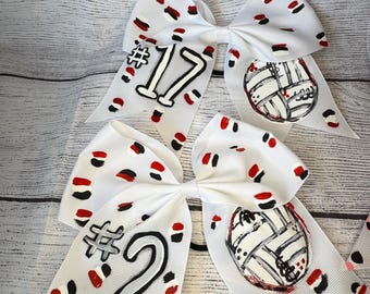 Hand Painted Hair Bow: School Spirit, Volleyball, Softball, Cheer