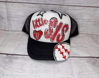 Hand Painted Red White Blue Trucker Hat: America, USA - Etsy display picture 1
