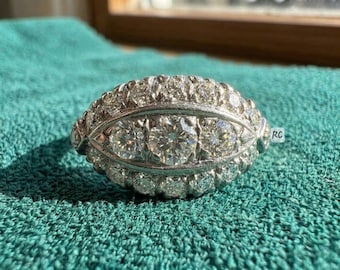 Bague moissanite Art déco en argent sterling, bague en filigrane vintage, bague de fiançailles en filigrane