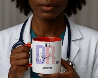 Personalized Doctor Mug – Custom 11 oz Coffee Cup for Physician – Medical School Graduation Gift – Doctor Appreciation Gift accent mug