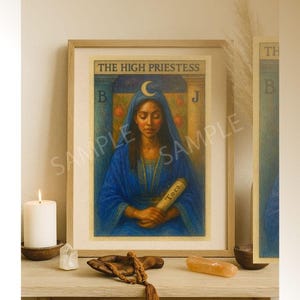 Hohe Priesterin Tarot Karte Kunstdruck | Göttlich feminine Wanddekoration | Göttin mystisches Portrait | Boho spirituelle druckbare Download