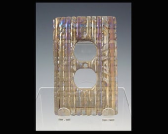 Fused Glass Decorative Light Switch #145 Brwn Weave Plate